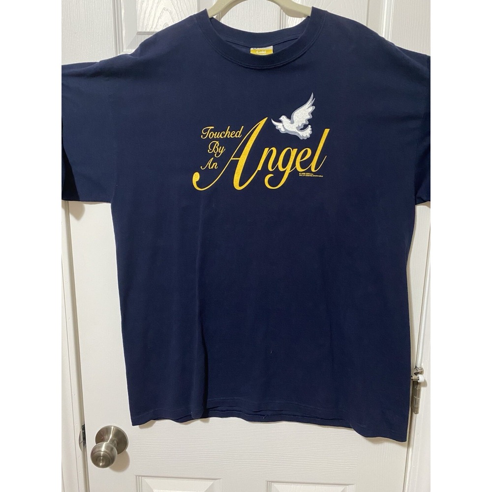 VTG Touched By An Angel 90s TV Show Tee Mens XL Navy Blue T-Shirt Vintage